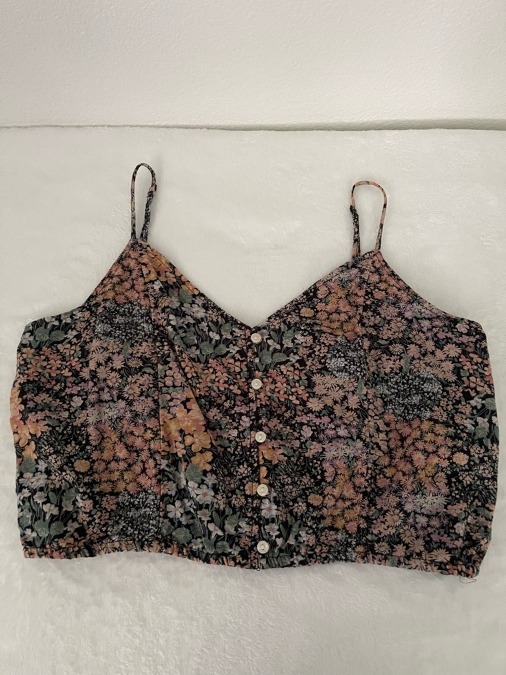 American Eagle Floral Spaghetti Strap Crop Top - size L - EUC